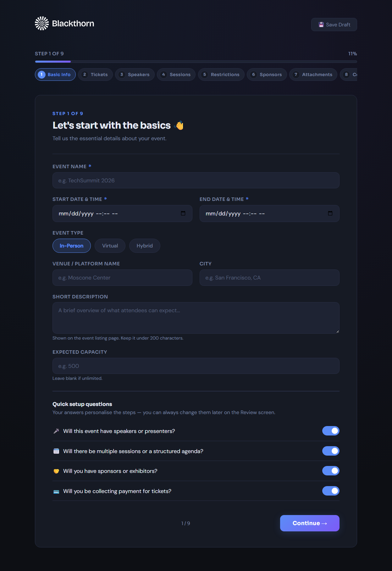 Event Studio interface